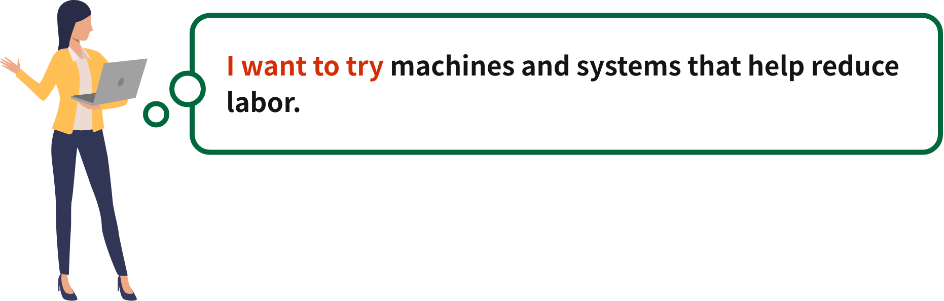 I want to try machines and systems that help reduce labor.